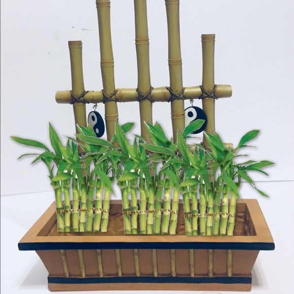 Lg Bamboo Planter Yin Yang Wind Chime - Picture 2 of 8